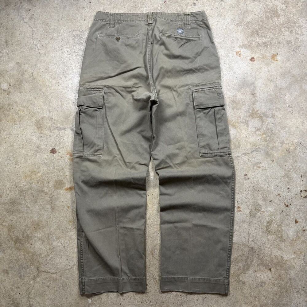 VTG Y2K Olive Green Polo Jeans Co. Military Baggy Skater Cargo Pants Size 38x32